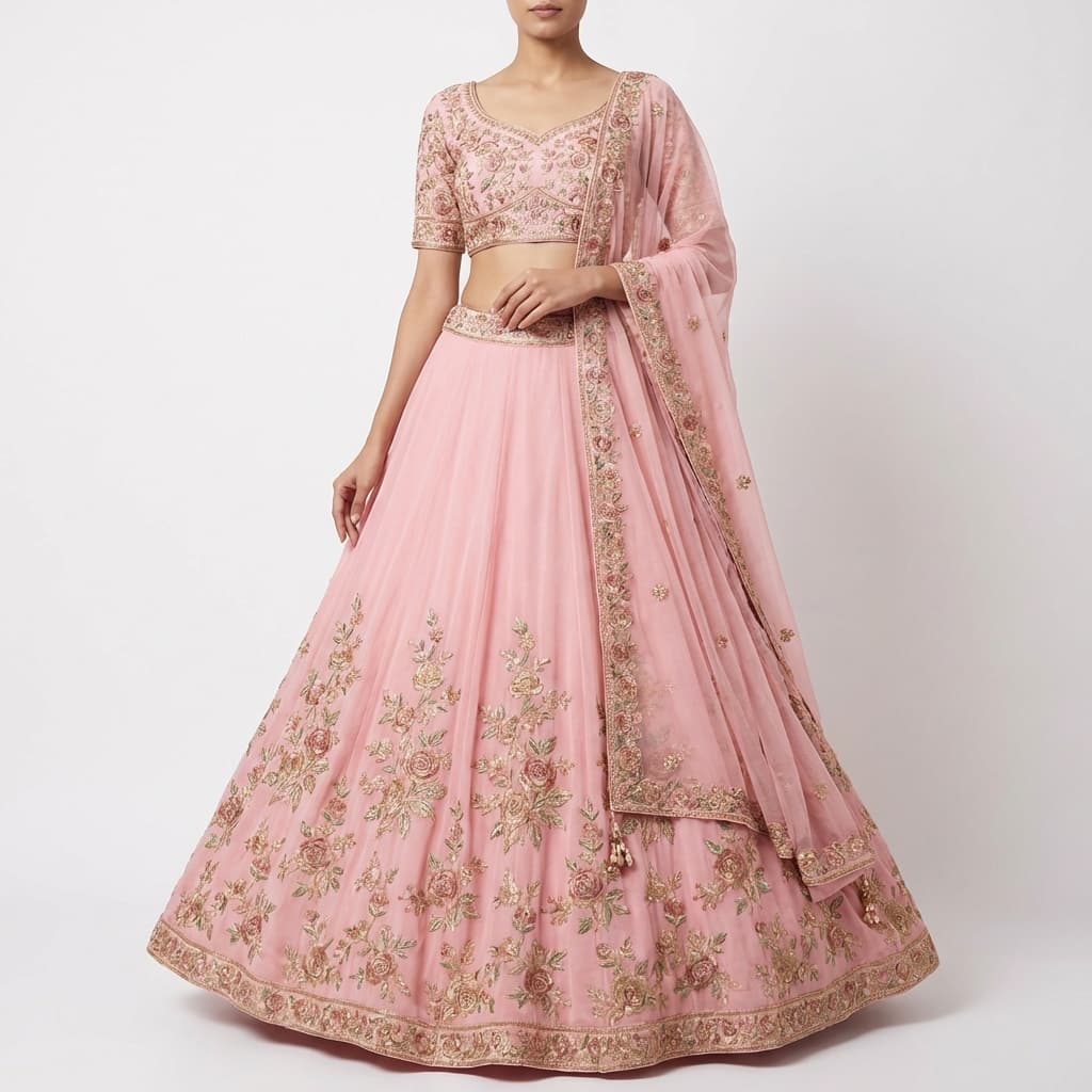 Chiffon Floral Lehenga