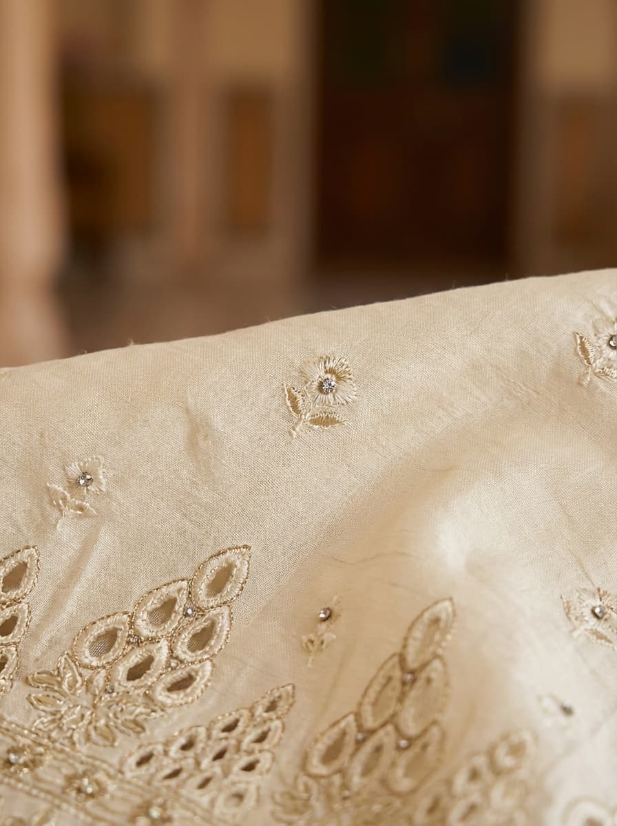 Elegant White Embroidered Sharara Suit Set - View 3