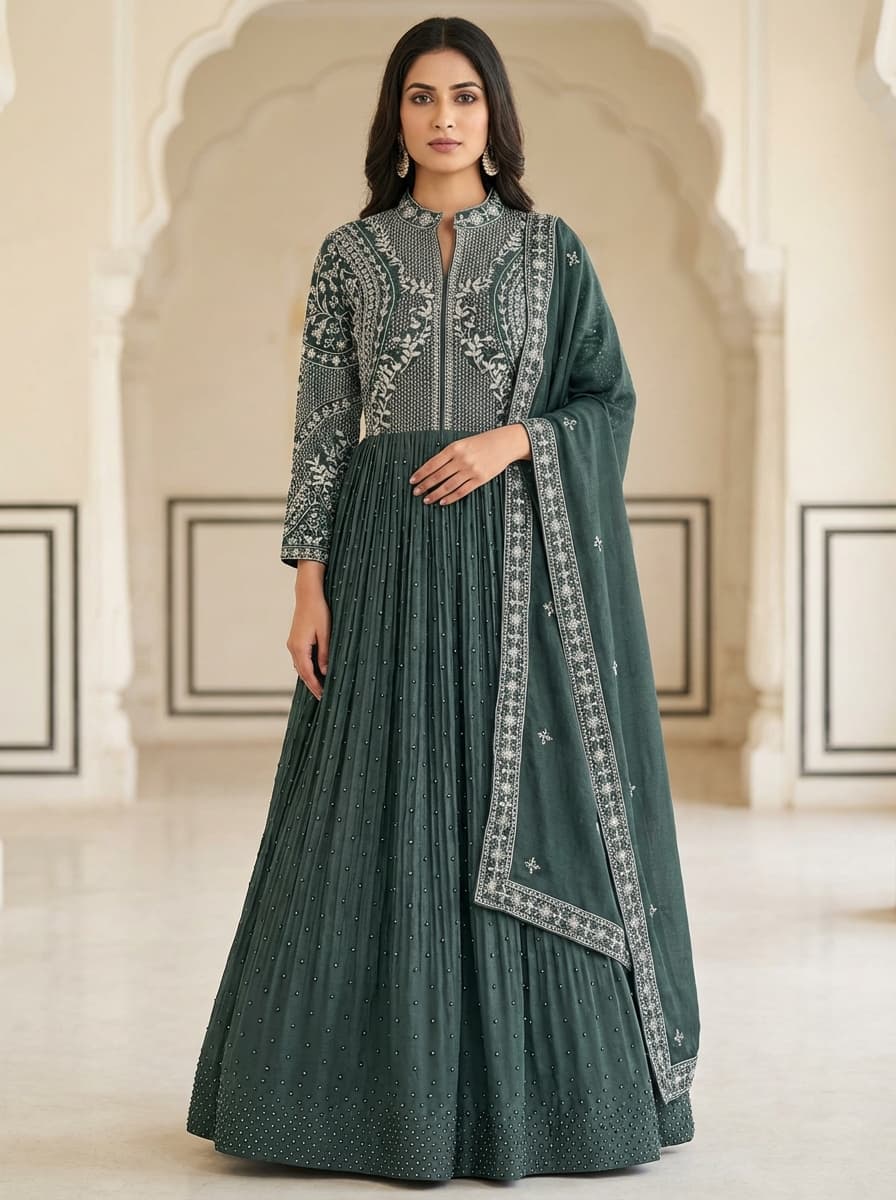 Elegant Embroidered Anarkali Suit with Dupatta