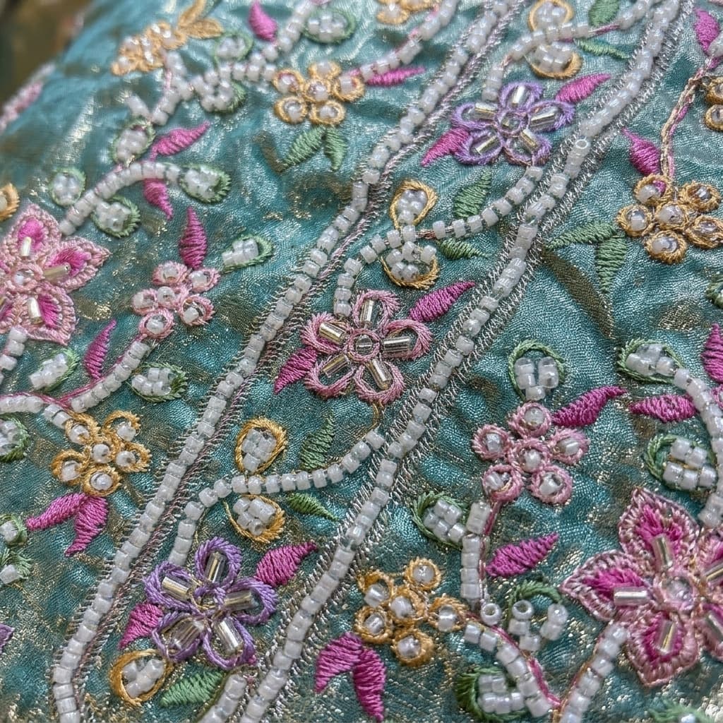 Mint Green Embroidered Chanderi Silk Straight Palazzo Suit - View 3